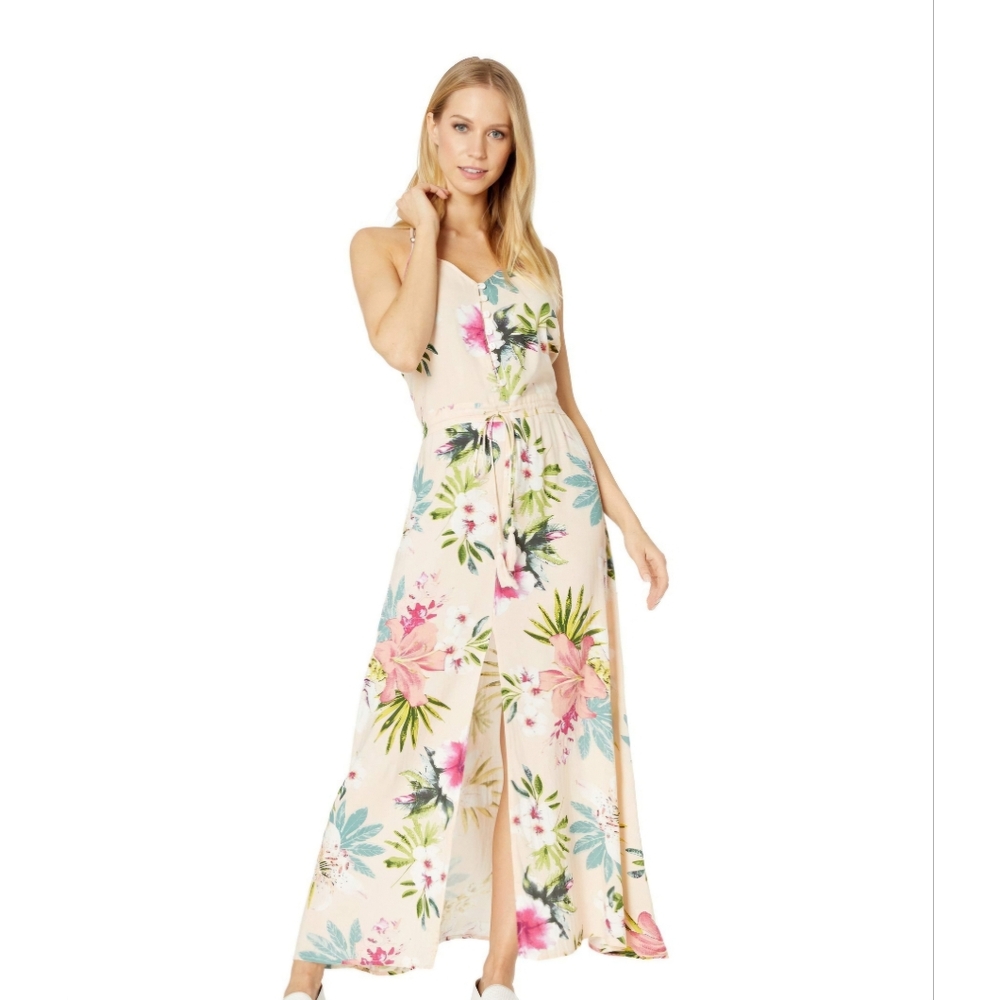 Rip Curl Floral Maxi Dress Light Peachy Pink Sweet Aloha Style SZ XL NWT